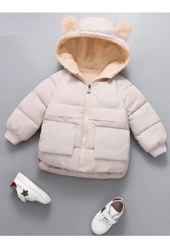 Молочная детская куртка капюшоном с ушками